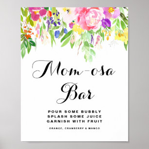 Aquarell Spring FLowers Baby Shower Mama-osa Bar Poster