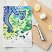 Aquarell-Spritzen-Schnurrbart-Krake Handtuch (Viertel Falte)