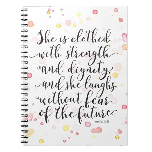 Aquarell-Spritzen-Sprichwort-31:25 gewundenes Notizblock (Vorderseite)