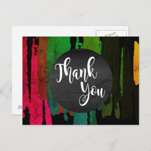 Aquarell-Spritzer Danke Abstrakt Moderne Postkarte (Vorne/Hinten)