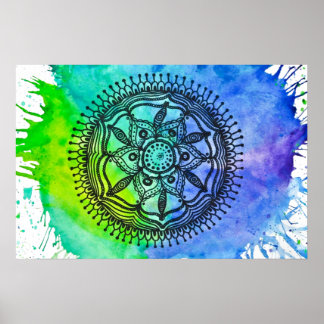 Aquarell-Spritzer-Mandala-Plakat. Poster