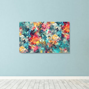 Aquarell-Spritzer und Tinten-Blumenmuster Leinwanddruck