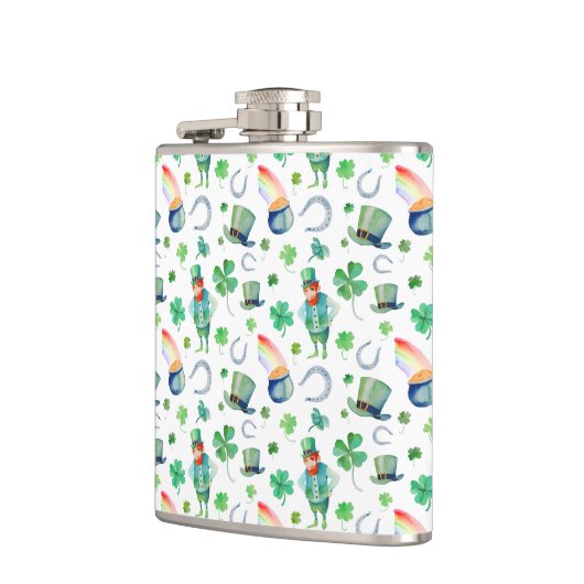 Aquarell-St Patrick Tagesmuster Flachmann (Links)