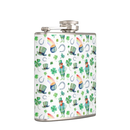 Aquarell-St Patrick Tagesmuster Flachmann (Rechts)