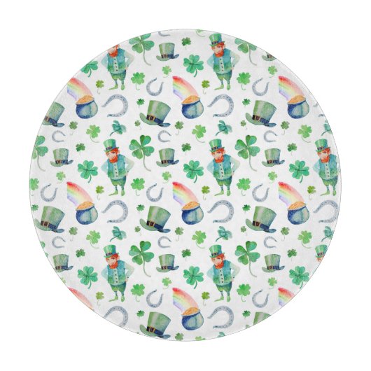 Aquarell-St Patrick Tagesmuster Schneidebrett (Vorderseite)