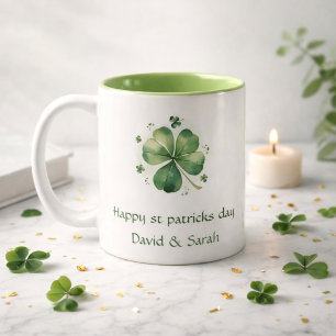 Aquarell St. Patrick's Day Muster Riese Zweifarbige Tasse