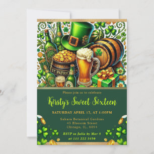 Aquarell St. Patrick's Day Sweet Sixteen Einladung