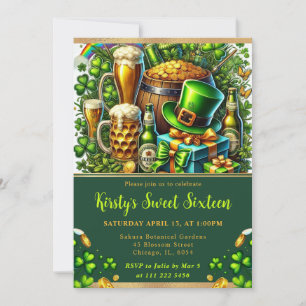 Aquarell St. Patrick's Day Sweet Sixteen Einladung