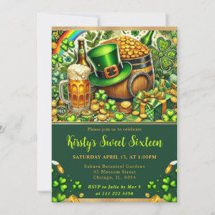 Aquarell St. Patrick's Day Sweet Sixteen Einladung