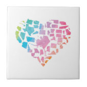 Aquarell-Staat-Herz Fliese (Vorderseite)