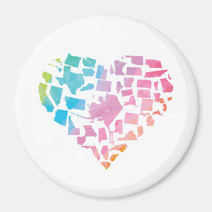 Aquarell-Staat-Herz Magnet