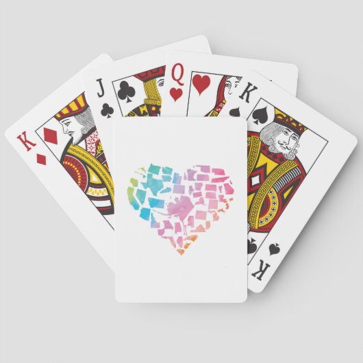 Aquarell-Staat-Herz Spielkarten (Rückseite)