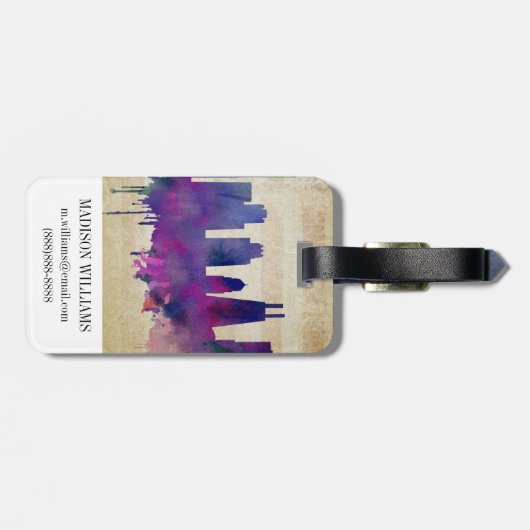 Aquarell-Stadt-Skyline Chicagos, IL | Gepäckanhänger (Rückseite horizontal)