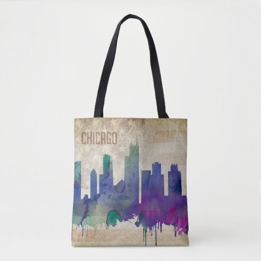 Aquarell-Stadt-Skyline Chicagos, IL | Tasche (Vorderseite)