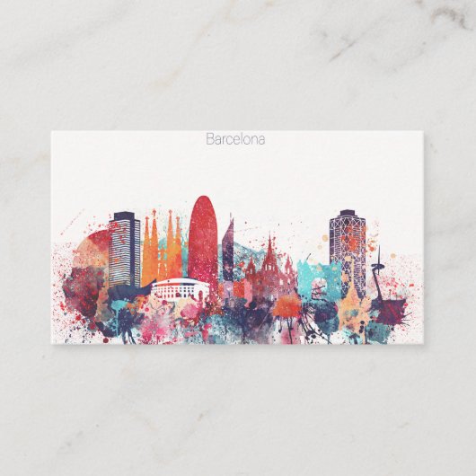 Aquarell-Stadt-Skyline von Barcelona Visitenkarte (Vorderseite)
