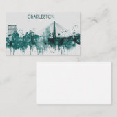 Aquarell-Stadt-Skyline von Charleston Visitenkarte (Vorne/Hinten)