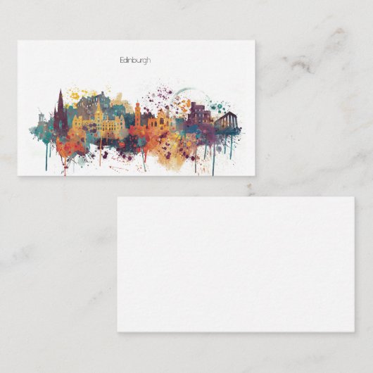 Aquarell-Stadt-Skyline von Edinburgh Visitenkarte (Vorne/Hinten)