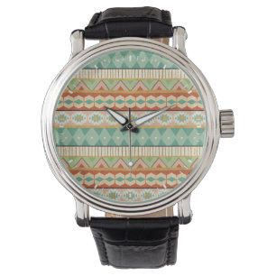 Aquarell-Stammes- Muster SüdwestGeo-Schritt- Armbanduhr