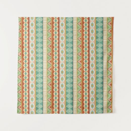 Aquarell-Stammes- Muster SüdwestGeo-Schritt-| Wandteppich (Vorderseite)