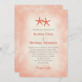 Aquarell Starfish Beach Hochzeit Einladung Koralle (Vorne/Hinten)