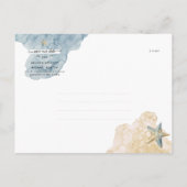 Aquarell Starfish Dusty Blue Rette unser Datum Ankündigungspostkarte (Rückseite)