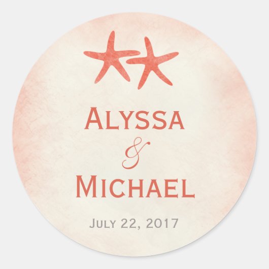 Aquarell Starfish Gustenaufkleber/Umschlag Aufkleb Runder Aufkleber (Vorderseite)