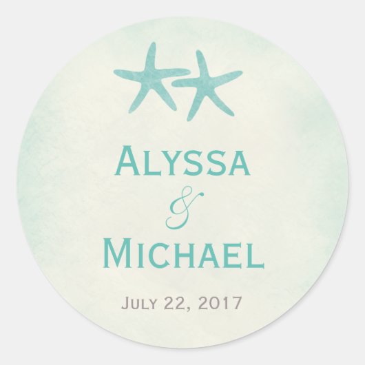 Aquarell Starfish Gustenaufkleber/Umschlag Aufkleb Runder Aufkleber (Vorderseite)