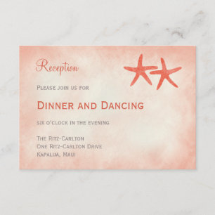 Aquarell Starfish Hochzeitskarte Koralle Begleitkarte