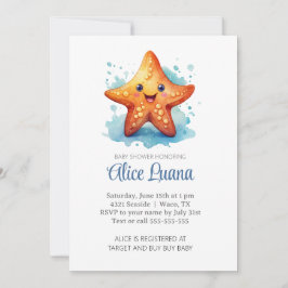 Aquarell Starfish unter der Meeresbabydusche Einladung