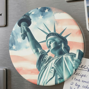 Aquarell Statue of Liberty mit amerikanischer Flag Magnet