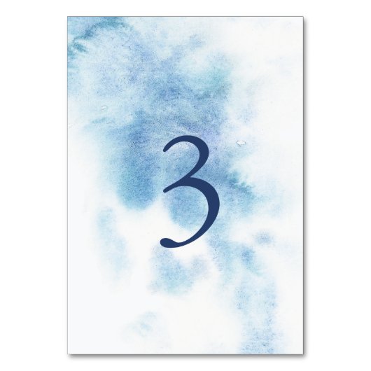Aquarell Staubblau Winter Hochzeit Tischnummer (Vorderseite)