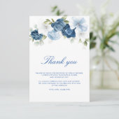 Aquarell Staubblauer Blumen-Script Dankeskarte (Stehend Vorderseite)