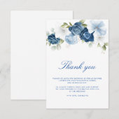 Aquarell Staubblauer Blumen-Script Dankeskarte (Vorne/Hinten)