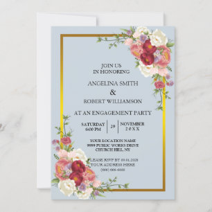 Aquarell Staubgrau Gold Rosé Pfirsich Hochzeit Einladung