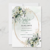Aquarell Staubgrün Botanisch Save The Date (Vorderseite)