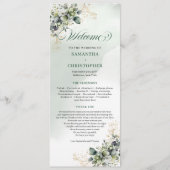 Aquarell Staubgrün Botanisches Hochzeitsprogramm Programm (Vorderseite)