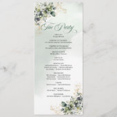 Aquarell Staubgrün Botanisches Hochzeitsprogramm Programm (Rückseite)