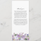 Aquarell Staubige Lila Blumen Hochzeitszeremonie Programm (Rückseite)