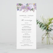 Aquarell Staubige Lila Blumen Hochzeitszeremonie Programm (Stehend Vorderseite)