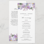 Aquarell Staubige Lila Blumen Hochzeitszeremonie Programm (Vorne/Hinten)