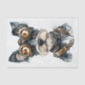 Aquarell Steampunk Schnauzer Dog CC8 Decoupage Seidenpapier (Vorderseite)