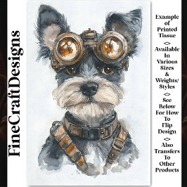 Aquarell Steampunk Schnauzer Dog CC8 Decoupage Seidenpapier