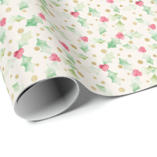 Aquarell-Stechpalme auf Vintage-Papier-Wrap-Papier Geschenkpapier