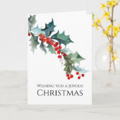 Aquarell-Stechpalmesprig-freudiges Weihnachten Karte (Gelbe Blume)