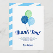 Aquarell steigt Jungen-Geburtstag im Ballon auf Dankeskarte (Vorne/Hinten)