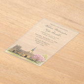 Aquarell Stein Kapelle Frühling Hochzeit Acryleinladungen (Ablage )