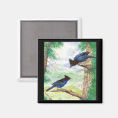 Aquarell Stellar Jay Vögel Wald Bäume Magnet (Vorderseite/Rückseite)