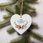 Aquarell Steppenblütenterrasse Moderne Eleganz Keramik Ornament<br><div class="desc">Moderne elegante traditionelle rustikale Hirschblumenschrift moderne schöne Weihnachtsdekoration Teil einer natürlichen,  terracotta,  schwarz und schlaue grün elegante Sammlung.</div>