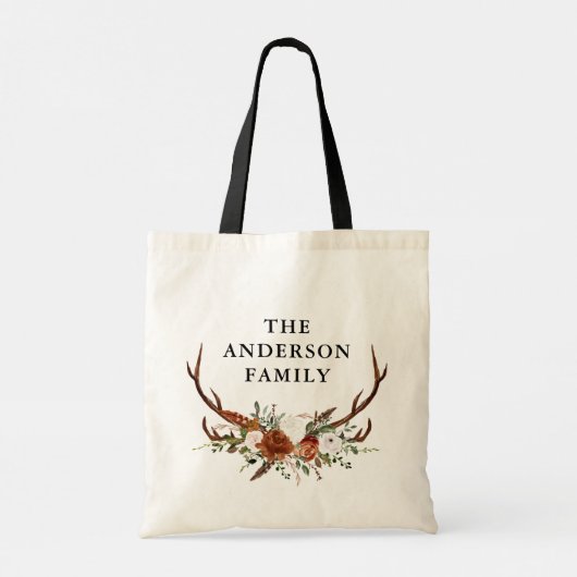 Aquarell Steppenblütenterrasse Moderne Eleganz Tragetasche (Rückseite)