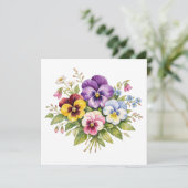 Aquarell-Stiefmütterchen-Blumenstrauß Karte (Stehend Vorderseite)